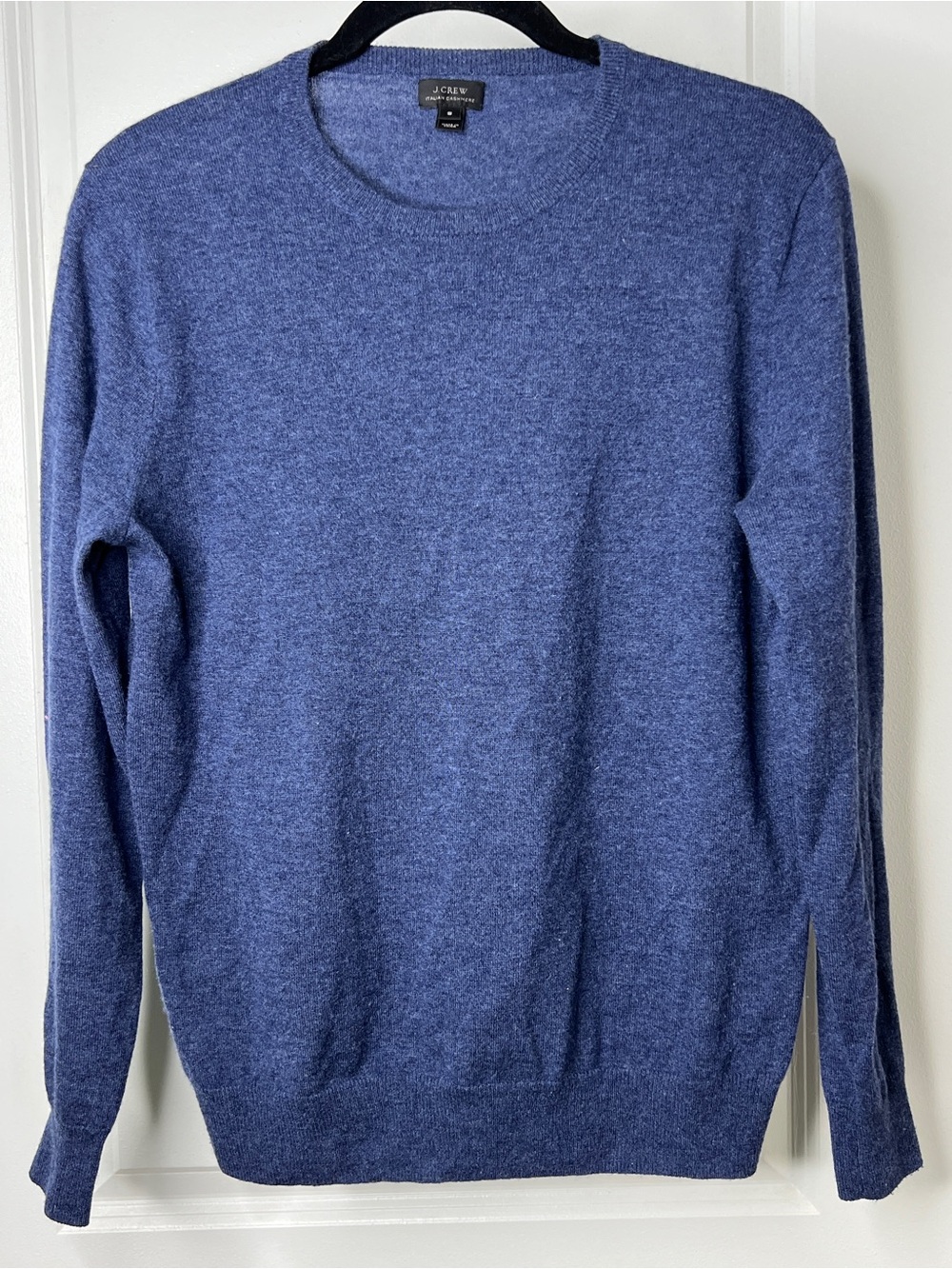 J.Crew 100% Italian Cashmere Crewneck Sweater Heather Blue Small Quiet Luxury